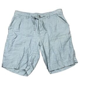 Vintage Baird McNutt  Murano Linen Shorts Mens 34 Blue Drawstring Coastal  10"